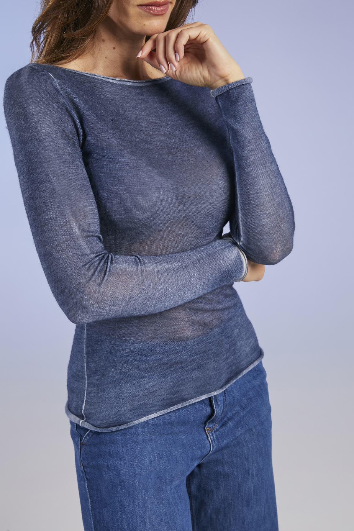 MAGLIA SOTTOGIACCA COLLO BARCHETTA | SORBETTO MIRTILLO - immagine 4